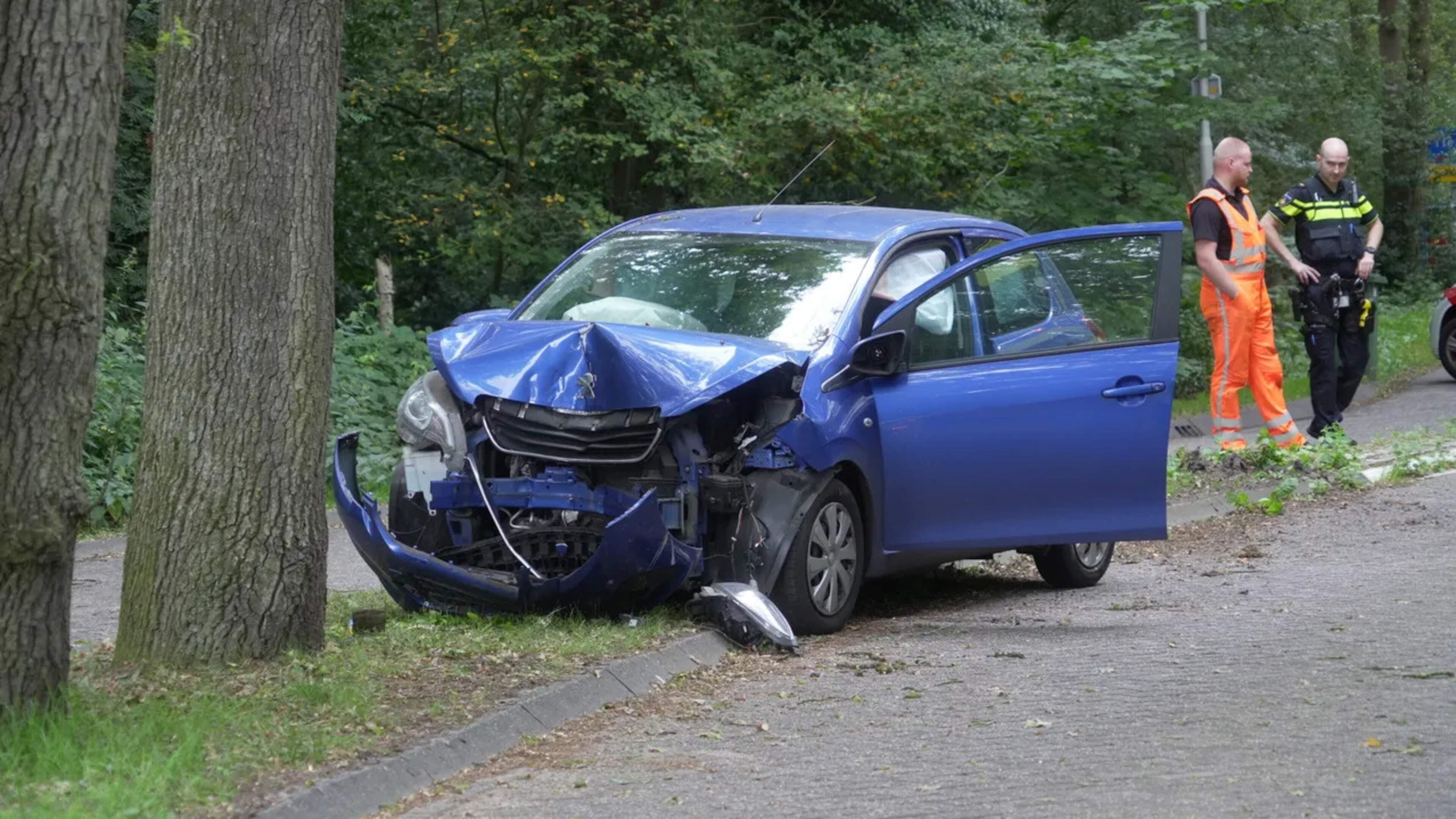 Automobilist rijdt tegen boom op Kerkweg in Tiendeveen
